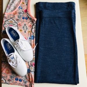 Lou & Grey Maxi Skirt Heathered Blue, Size Medium